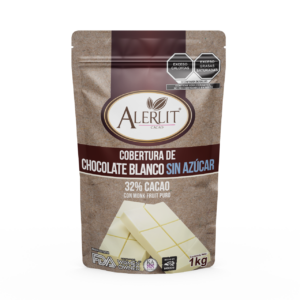 Cobertura de Chocolate Blanco Sin Azúcar. 32% Cacao. Endulzado Con Monk Fruit