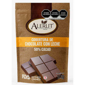 Bolsa de 1kg de Cobertura de chocolate con leche Alerlit.